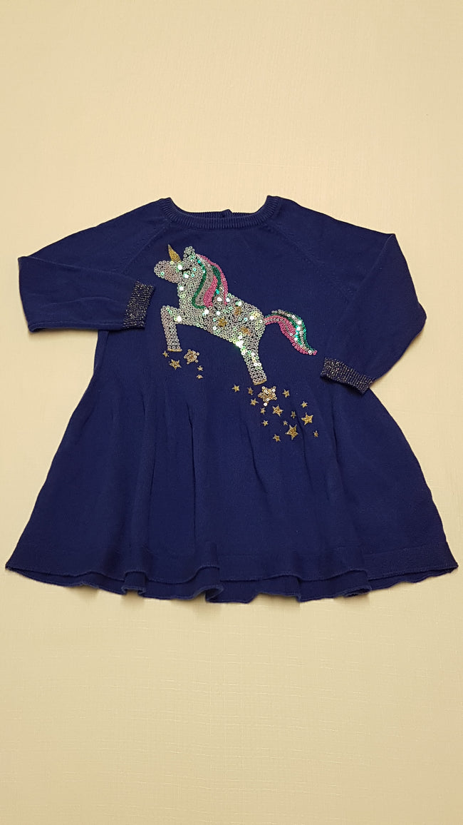 M&S KIDS CSODASZÉP,SZÍNES,FLITTERES,UNICORNOS,VÉKONY KÖTÉSŰ KISLÁNY RUHA 92 Hover Image