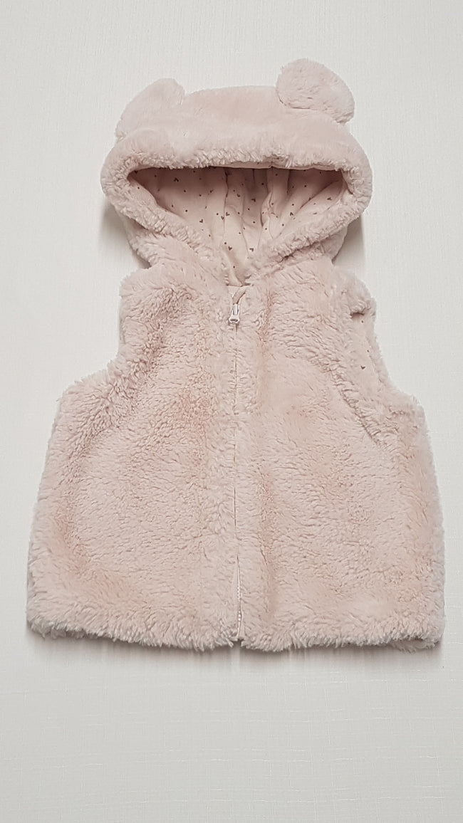 F&F KIDS PÚDERSZÍNŰ,FÜLES,KAPUCNIS KISLÁNY MELLÉNY 80 Hover Image