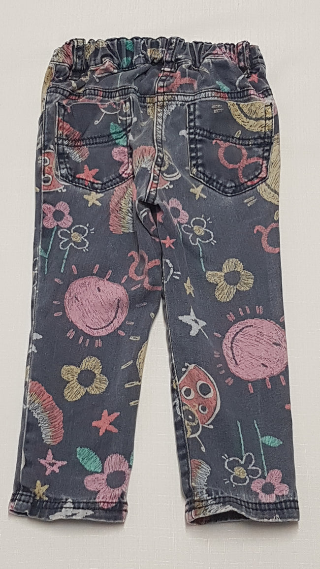 NEXT MOSOLYGÓ FEJES,VIDÁM MINTÁS KISLÁNY FARMERNACI ,ÁLLÍTHATÓ GUMIS DERÉKRÉSSZEL 92 Main Image