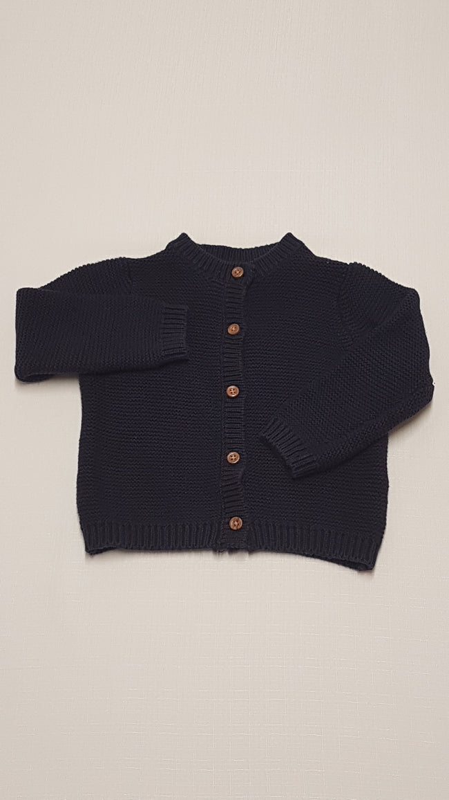 M&S KIDS SÖTÉTKÉK VASTAG KÖTÉSŰ KISLÁNY KARDIGÁN 98 Hover Image