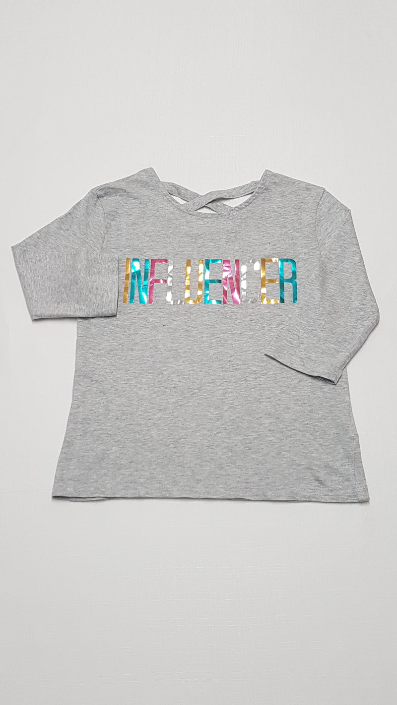 F&F KIDS SZÍNES FELIRATÚ,KISLÁNY TRENDI FELSŐ 128