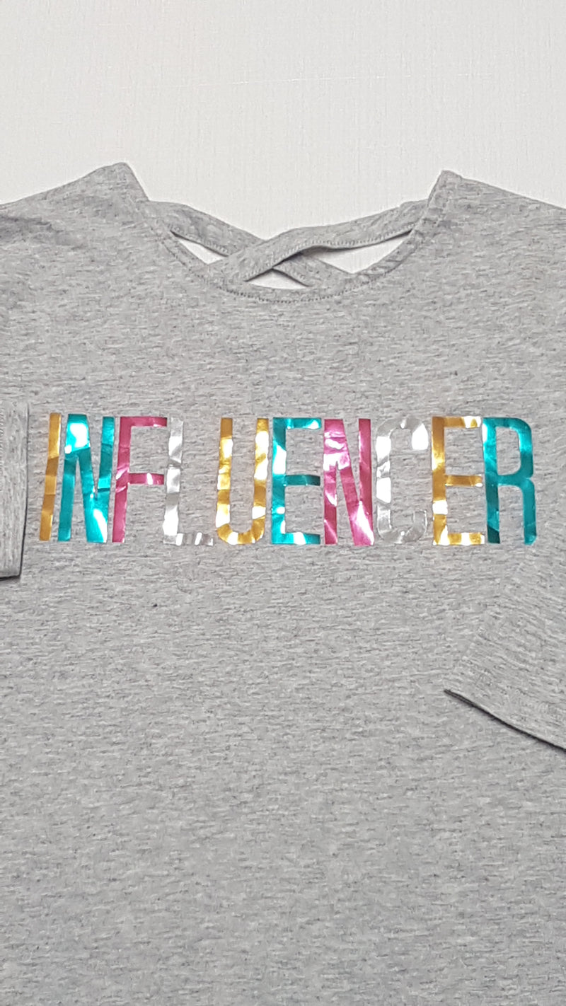 F&F KIDS SZÍNES FELIRATÚ,KISLÁNY TRENDI FELSŐ 128