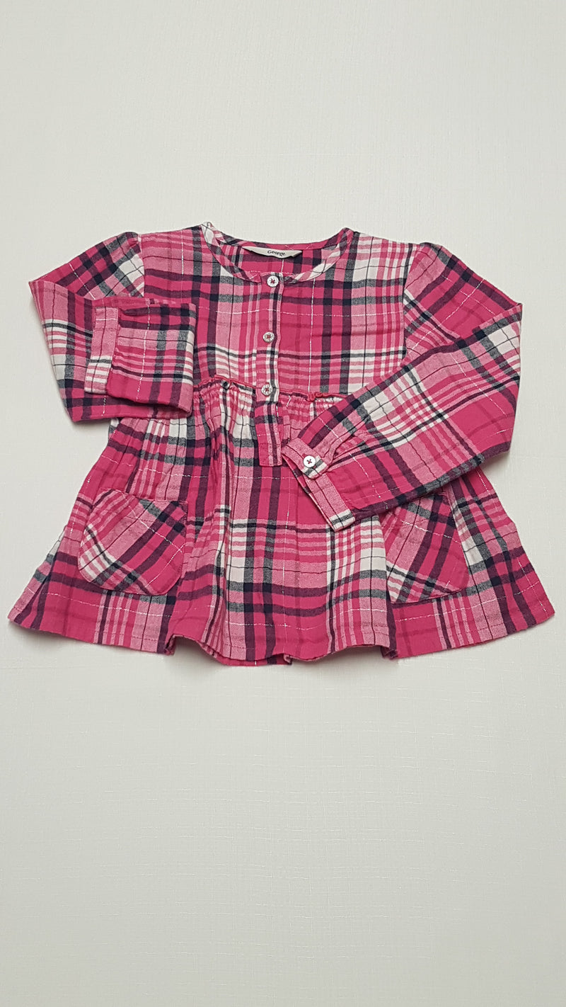 GEORGE ARANYSZÁLAS,KOCKÁS KISLÁNY TUNIKA FELSŐ 104-110