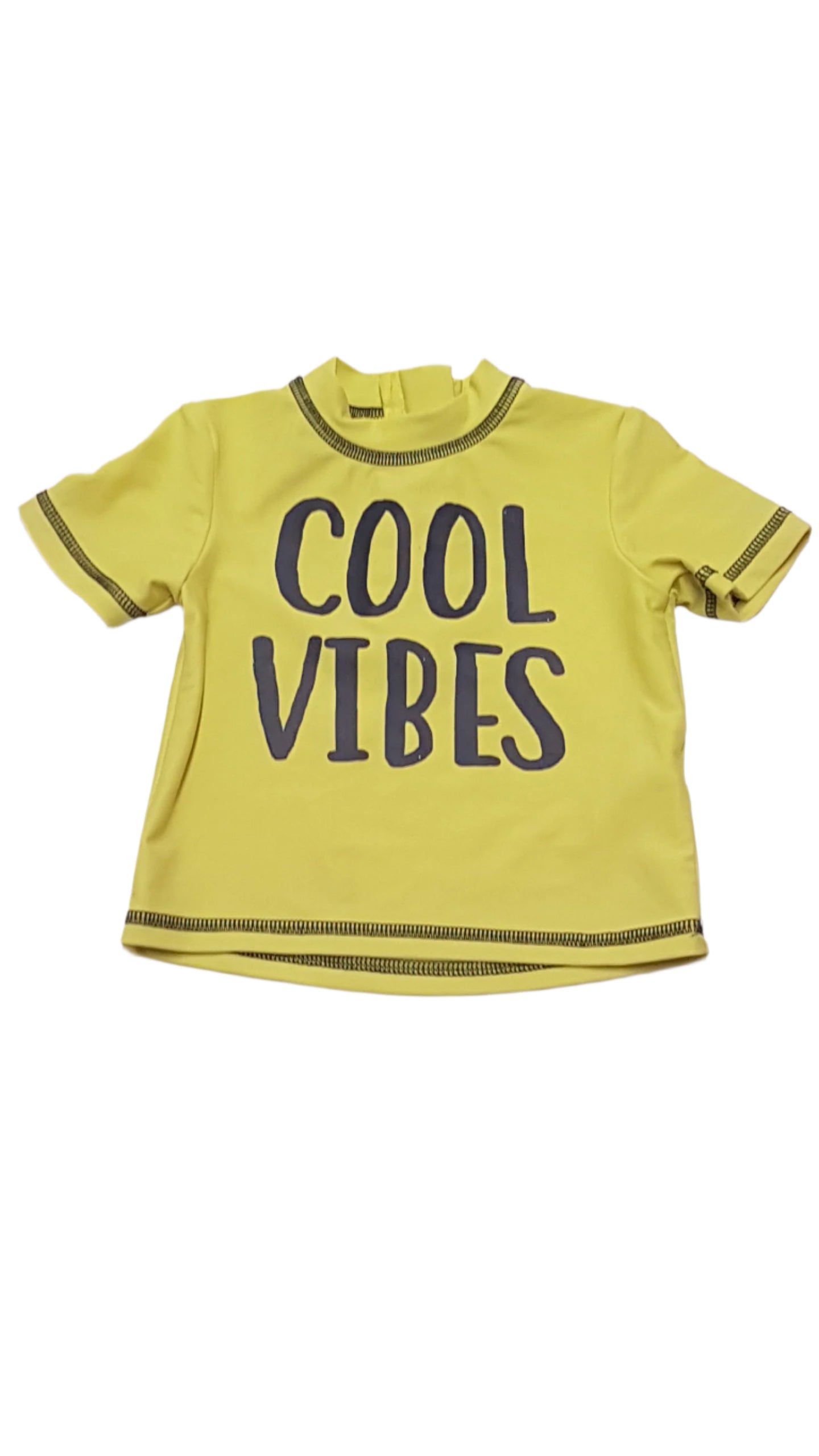 PRIMARK COOL VIBES FELIRATÚ,NEON SZÍNŰ  KISFIÚ ÚSZÓDRESSZ 74