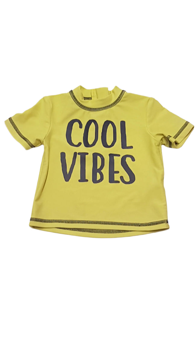 PRIMARK COOL VIBES FELIRATÚ,NEON SZÍNŰ  KISFIÚ ÚSZÓDRESSZ 74 Hover Image