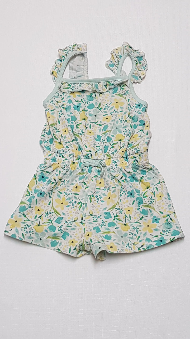 GEORGE FODROS VÁLLÚ,VIRÁGMINTÁS KISLÁNY PAMUT PLAYSUIT 86-92