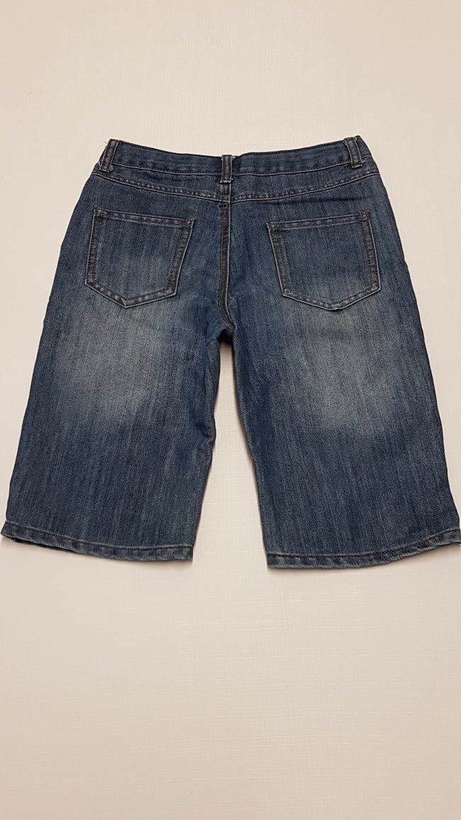 DENIM CO. KOPTATOTT,KISFIÚ BERMUDA FARMERNADRÁG, ÁLLÍTHATÓ GUMIS DERÉKRÉSSZEL 152 Main Image