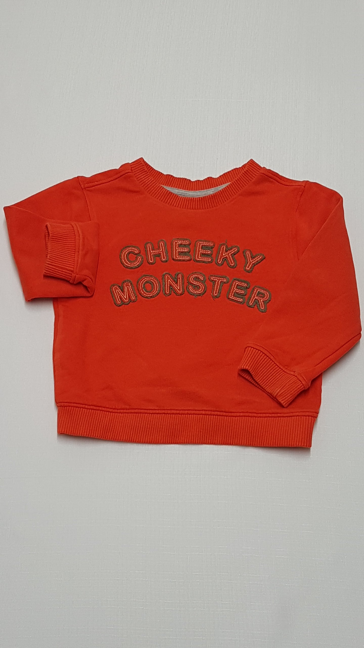MINI CLUB CHEEKY MONSTER FELIRATÚ KISFIÚ PULÓVER 86-92
