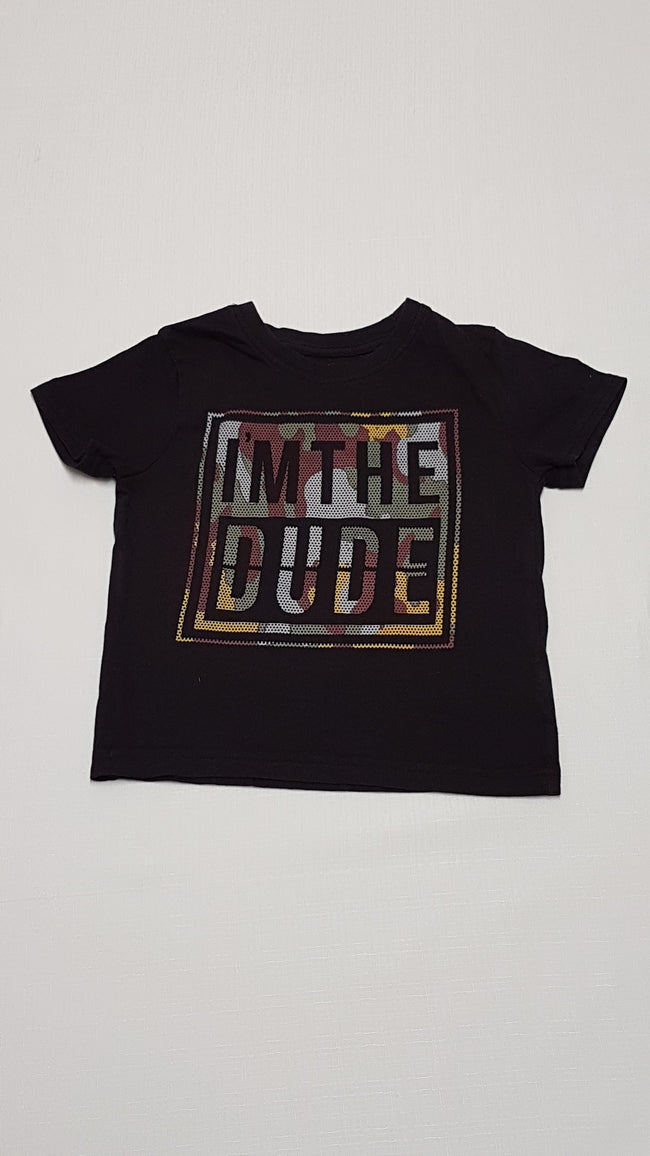PRIMARK I'M THE DUDE FELIRATÚ ÁLCAMINTÁS KISFIÚ PÓLÓ 98 Hover Image