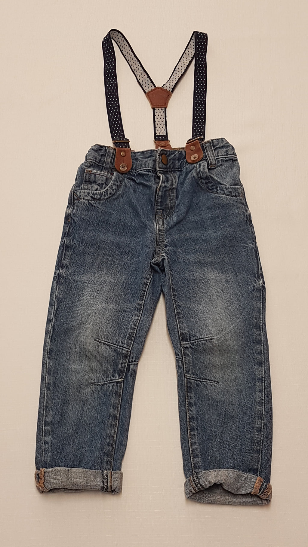 MATALAN KOPTATOTT,VAGÁNY ,NADRÁGTARTÓS KISFIÚ FARMERNADRÁG 92