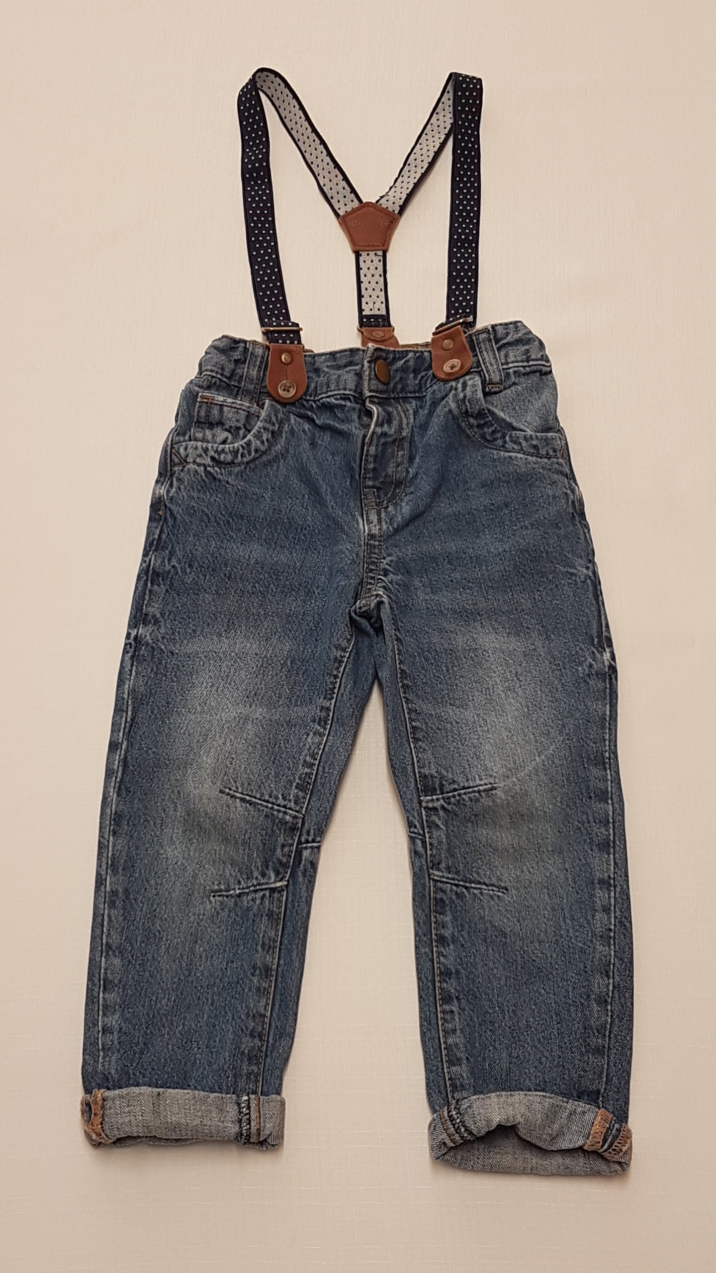 MATALAN KOPTATOTT,VAGÁNY ,NADRÁGTARTÓS KISFIÚ FARMERNADRÁG 92