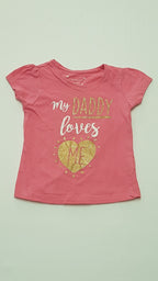 PRIMARK MY DADDY LOVES FELIRATÚ,CSILLÁMPOROS KISLÁNY PÓLÓ 98