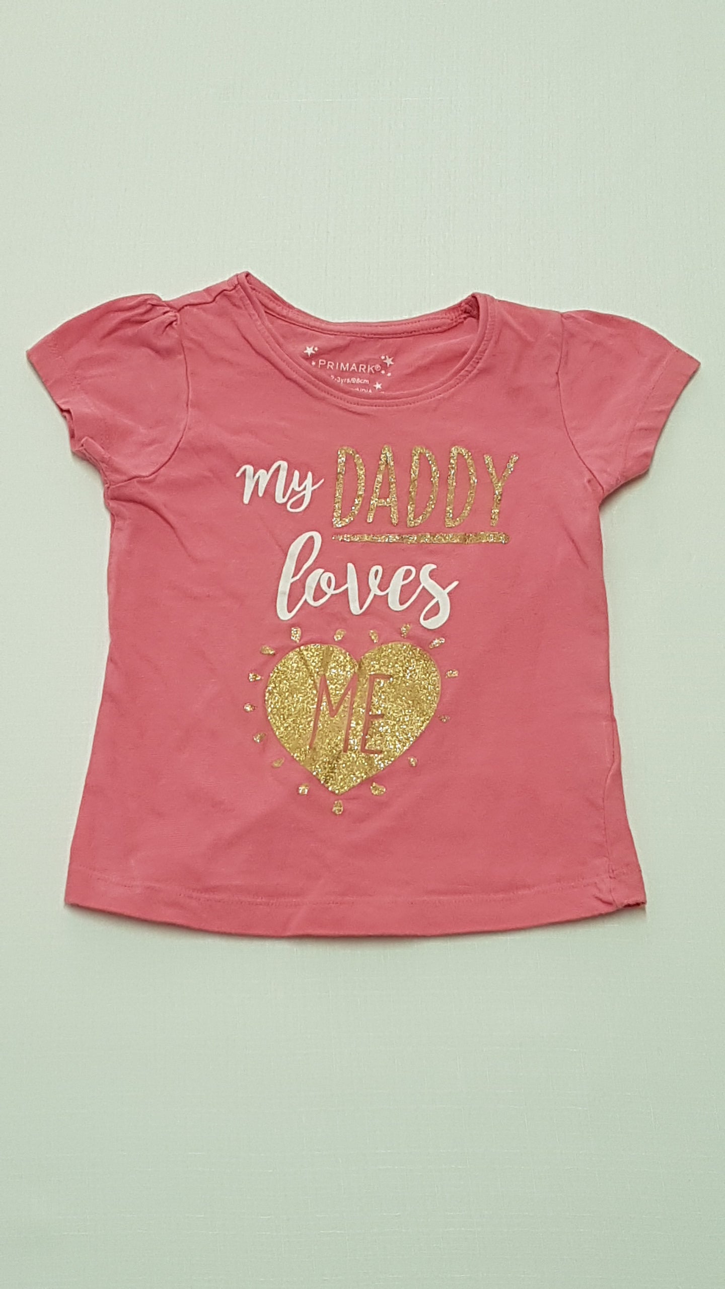 PRIMARK MY DADDY LOVES FELIRATÚ,CSILLÁMPOROS KISLÁNY PÓLÓ 98