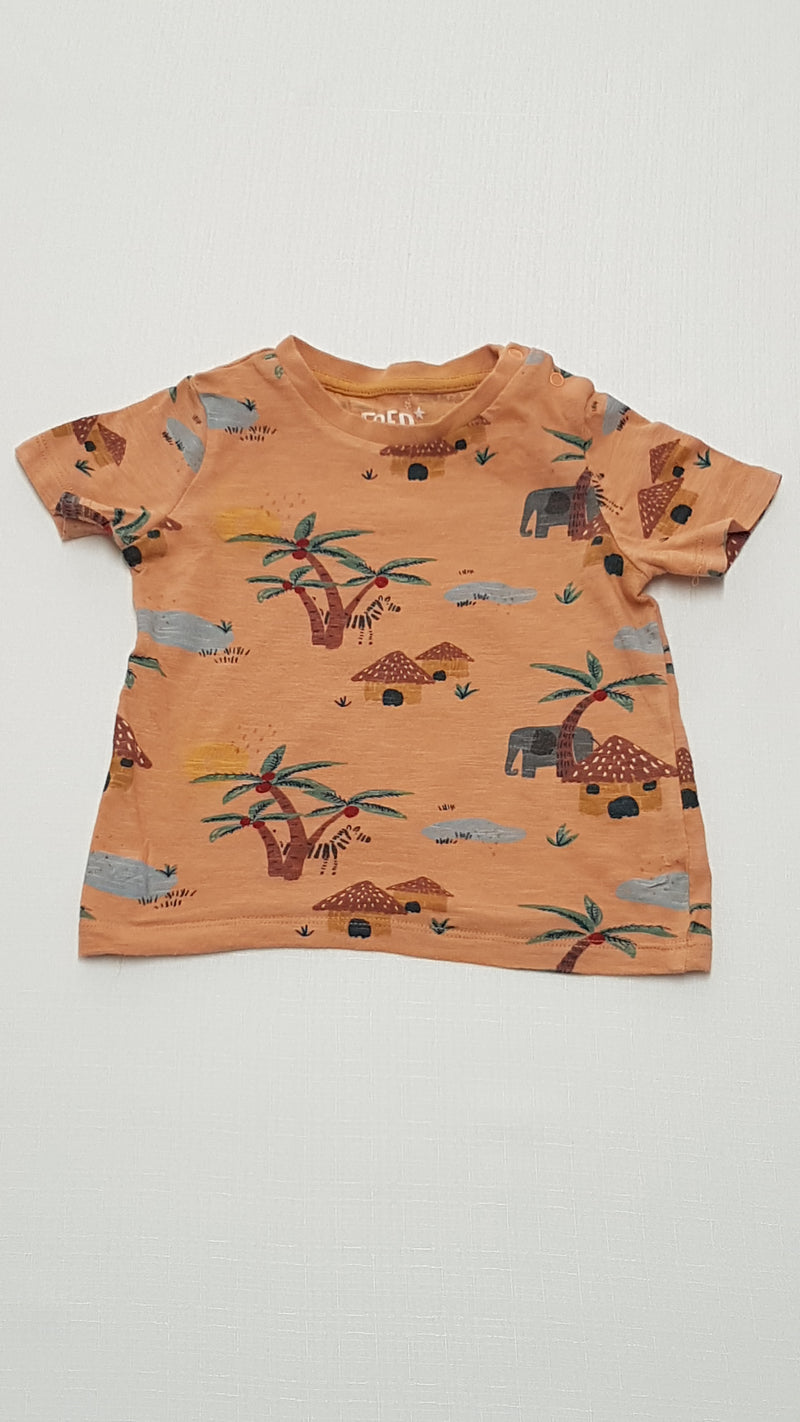 F&F KIDS PÁLMAFÁS,ELEFÁNTOS,ARANYOS KISFIÚ PÓLÓ 74