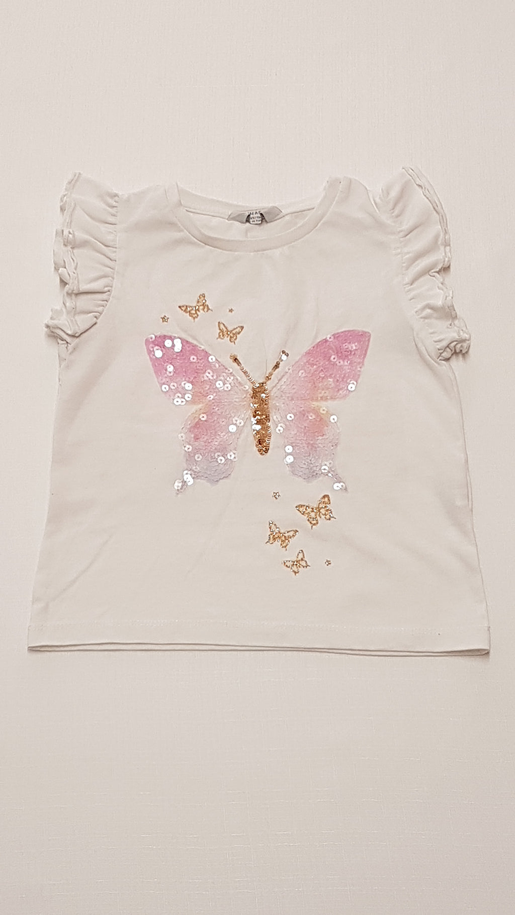 PRIMARK FODROS VÁLLÚ,FLITTERES ,CSILLÁMPOROS,CSODASZÉP KISLÁNY PÓLÓ 104