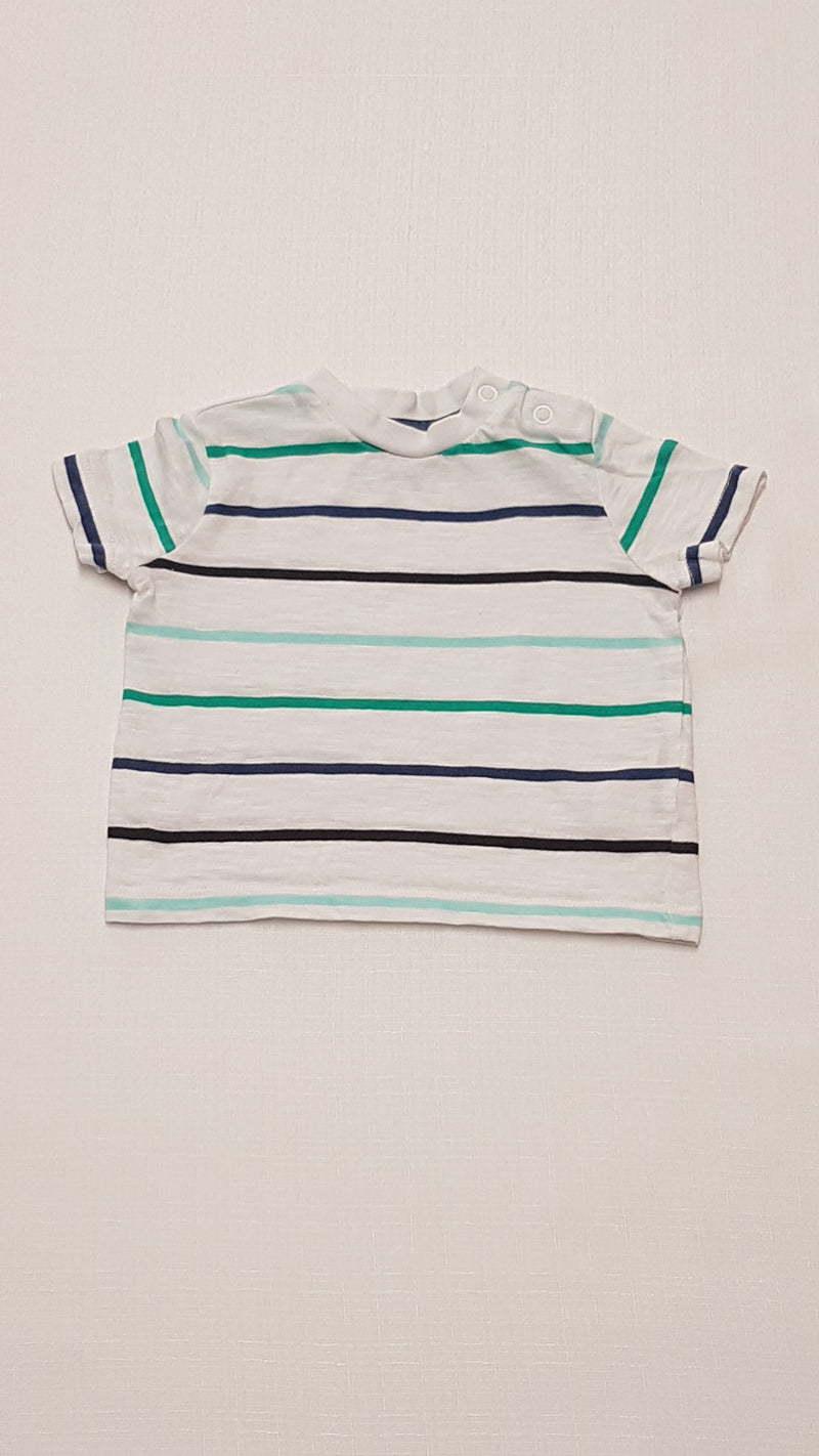 F&F KIDS SZÍNES CSÍKOS,VÁLL RÉSZNÉÁL PATENTOS KISFIÚ PÓLÓ 62