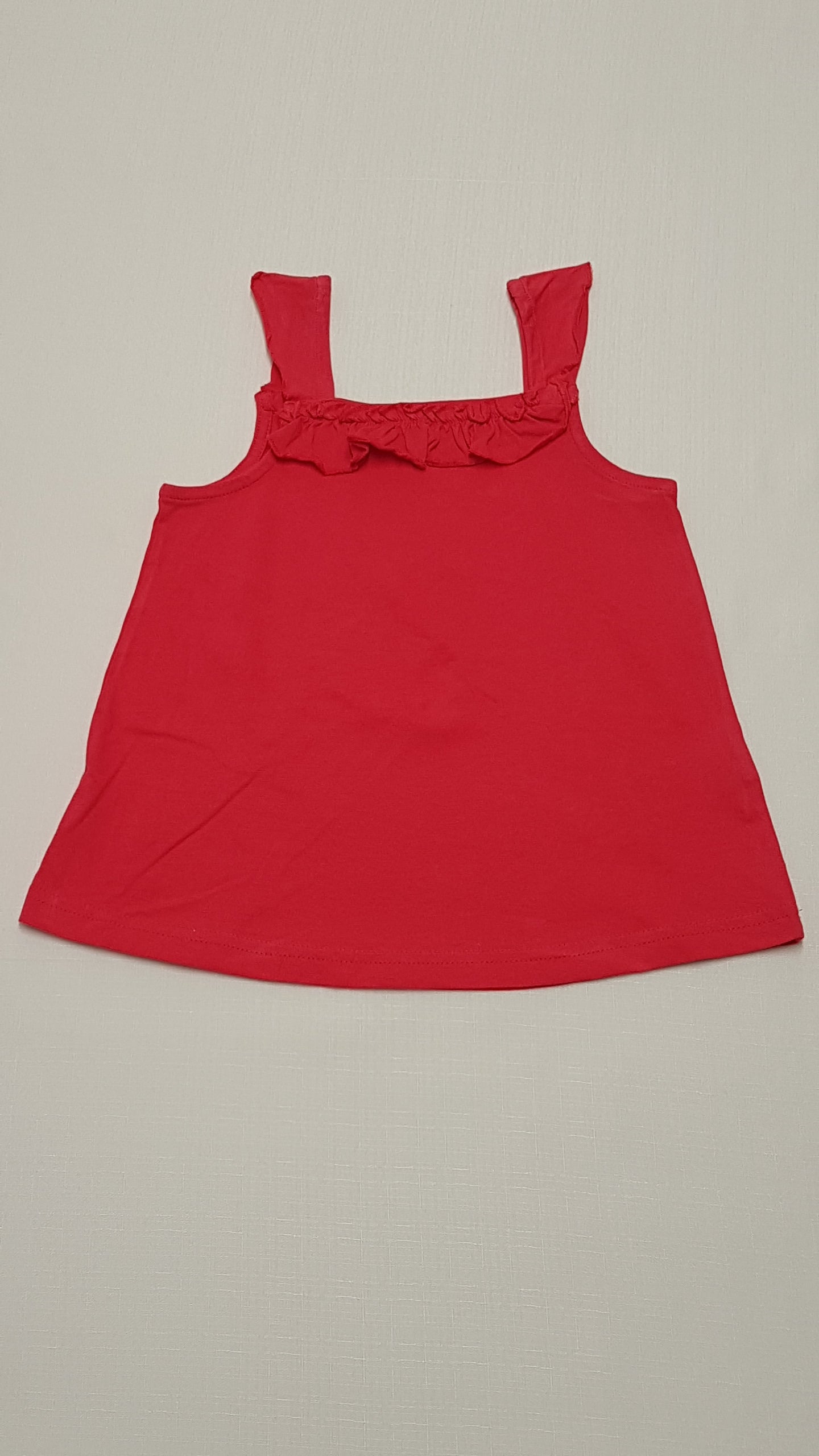 M&S KIDS MELLRÉSZNÉL FODROS,PIROS SZÍNŰ KISLÁNY DIVAT TRIKÓ 116