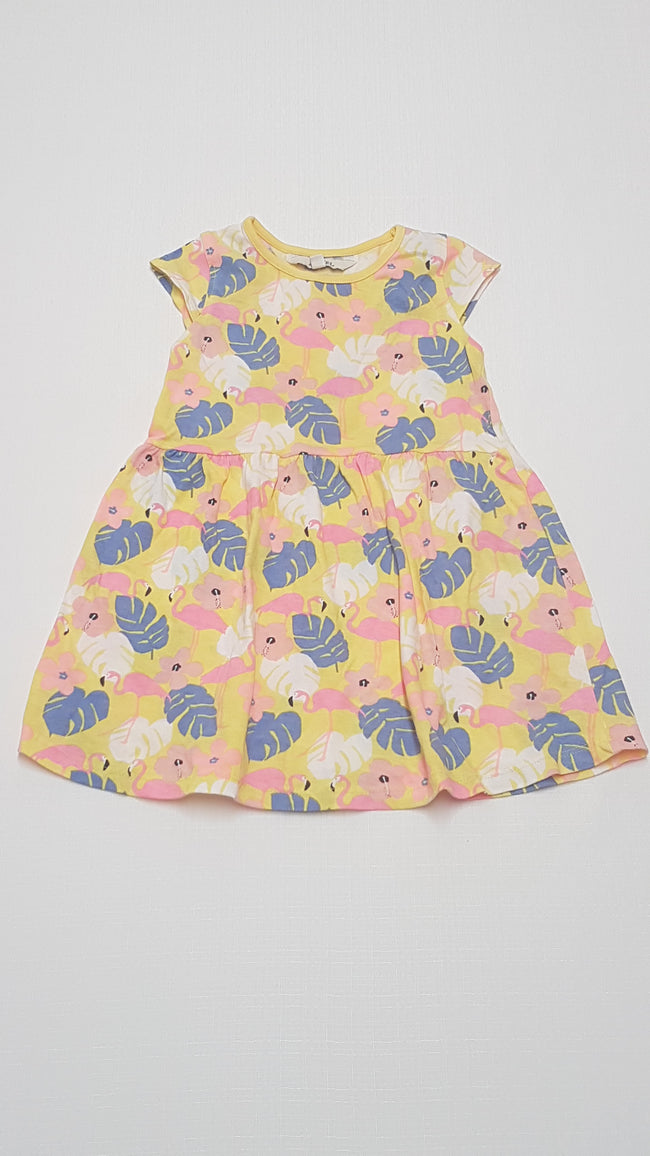 E-VIE ANGEL ARANYOS FLAMINGÓ MINTÁS,PAMUT KISLÁNY RUHA 92-98 Hover Image