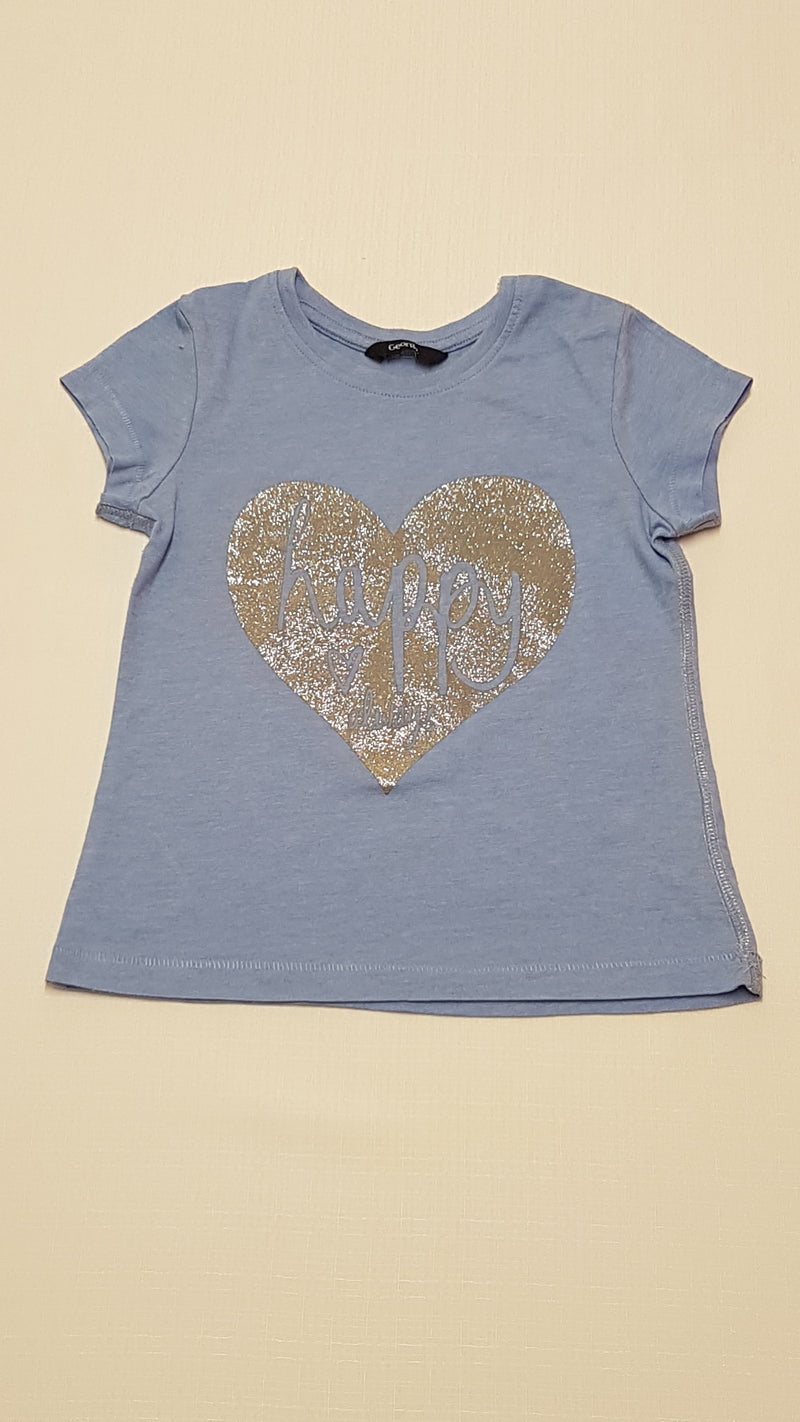 GEORGE HAPPY ALWAYS FELIRATÚ,CSILLÁMPOROS,SZÍVECSKÉS,TRENDI KISLÁNY PÓLÓ 110-116