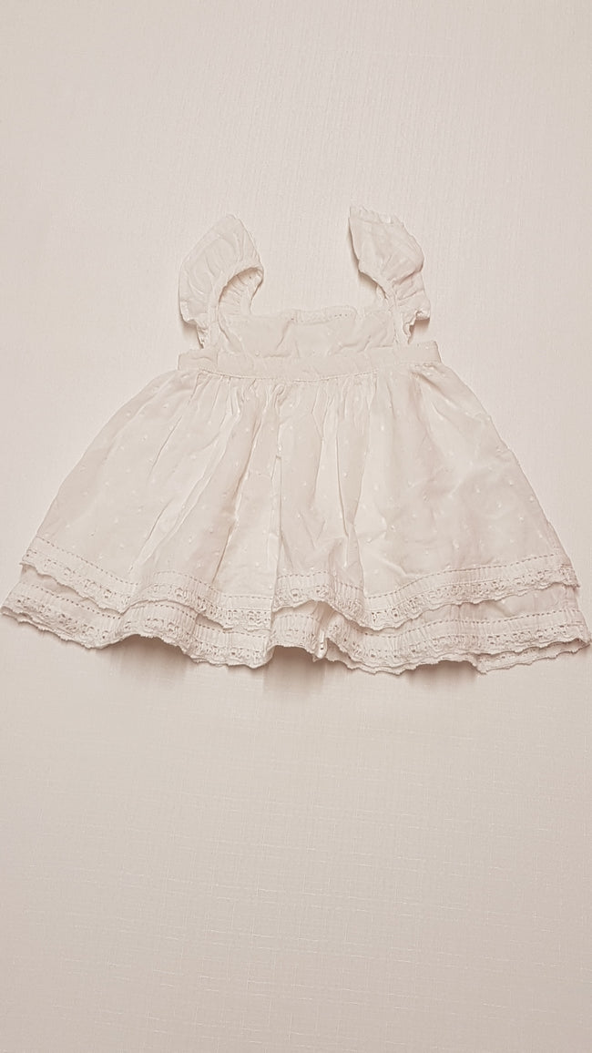 F&F KIDS FODROS VÁLLÚ MADEIRÁS HÍMZETT GYÖNYÖRŰ SZÉP KISLÁNY RUHA 62 Hover Image