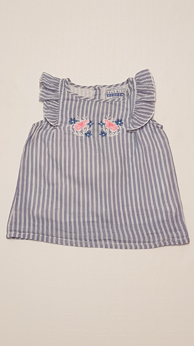 PRIMARK FODROS VÁLLÚ,HÍMZETT,CSÍKOS KISLÁNY FELSŐ 98 Hover Image