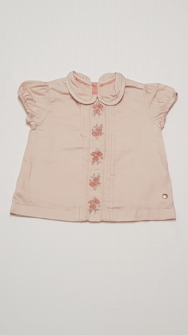 M&S KIDS GYÖNYÖRŰ SZÉP ARANYSZÁLAS,HÍMZETT,PÚDERSZÍNŰ KISLÁNY BLÚZ 74 Hover Image