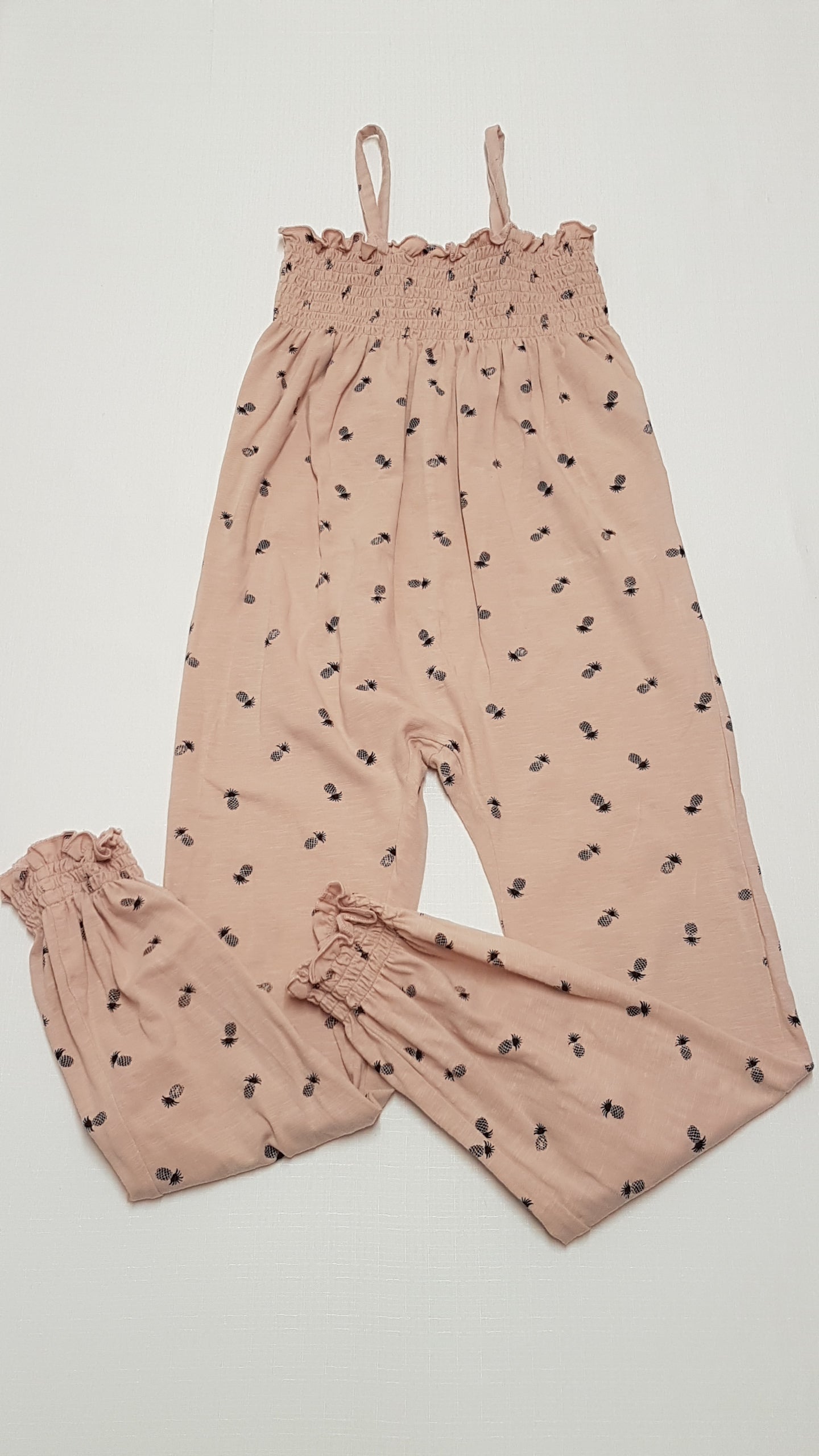 MOTHERCARE PÚDER SZÍNŰ,ANANÁSZ MINTÁS KISLÁNY PLAYSUIT 128