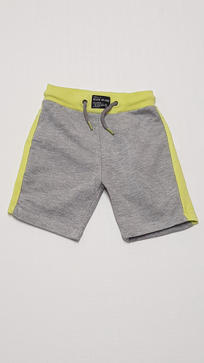 RIVER ISLAND SZÜRKE SZÍNŰ,KÉTOLDALT SÁRGA CSÍKOS,GUMIS DEREKÚ KISFIÚ PAMUT NADRÁG 74 Hover Image