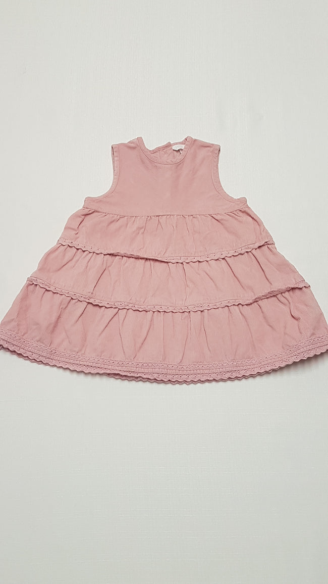 H&M GYÖNYÖRŰ SZÉP,PÚDERSZÍNŰ,MIKRÓBÁRSONY KISLÁNY RUHA 74 Hover Image