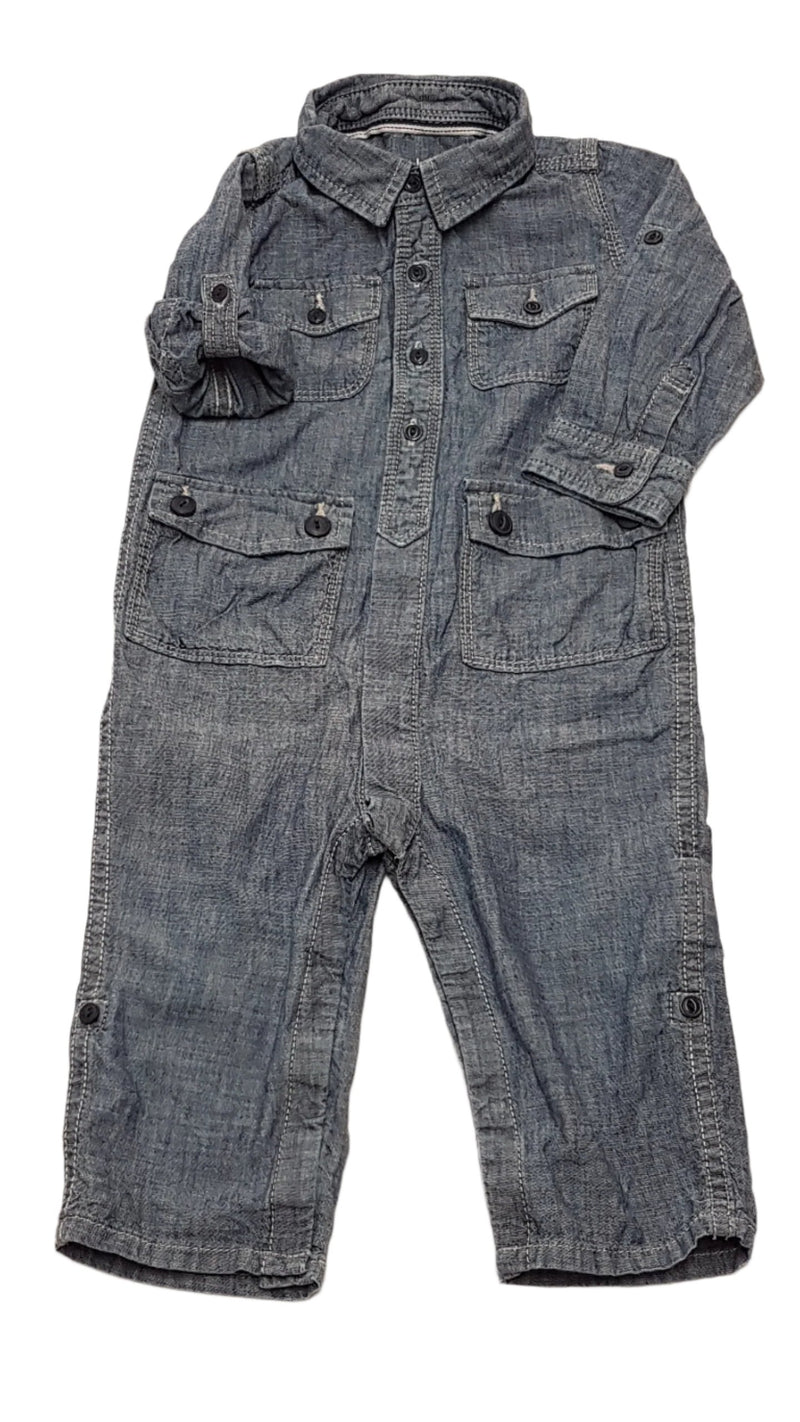 BABY GAP EXTRAMINŐSÉGŰ, PUHA FARMERHATÁSÚ , VAGÁNY KISFIÚ PLAYSUIT 80-86