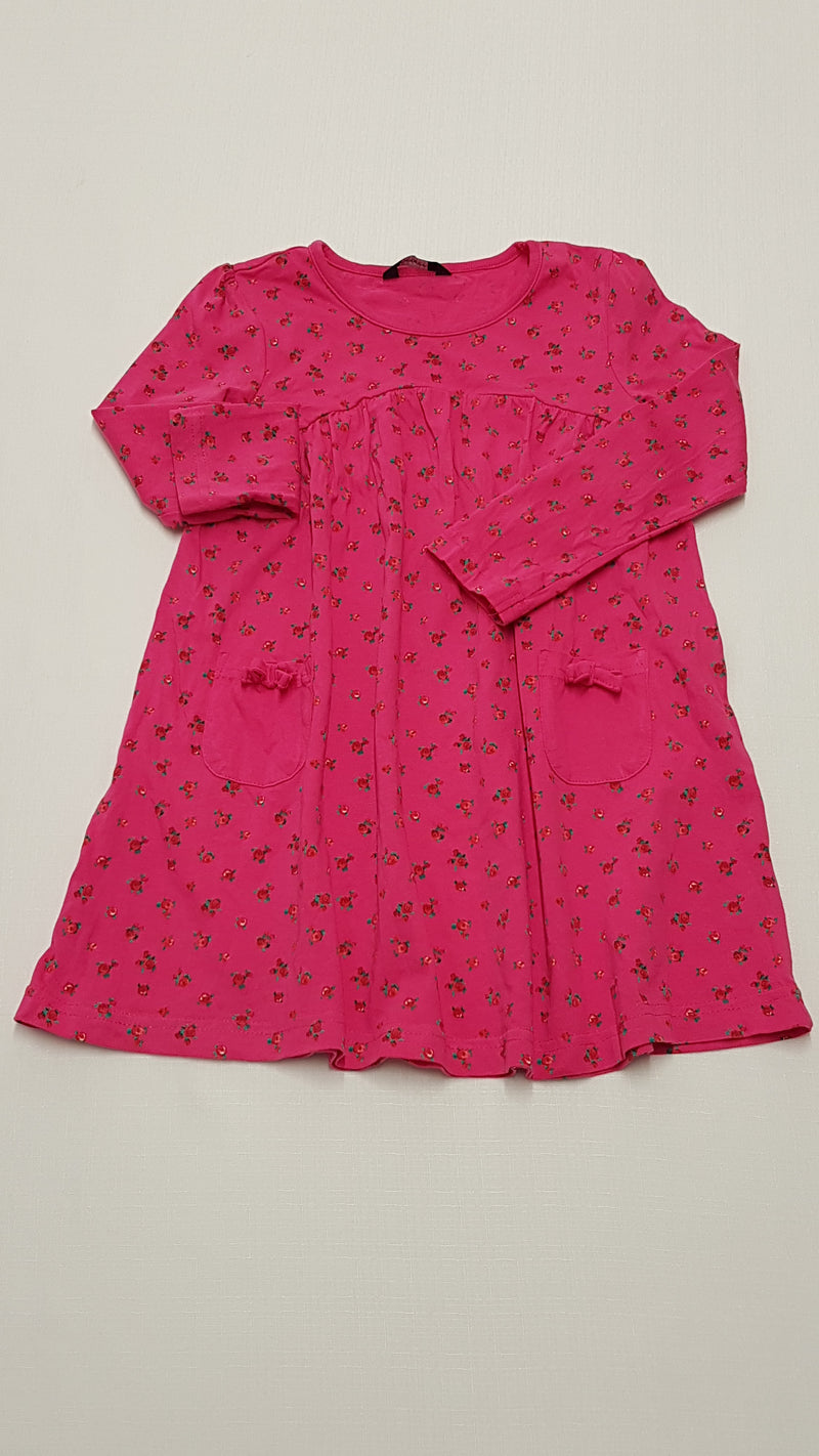 GEORGE KÉTOLDALT ZSEBES, APRÓ VIRÁGMINTÁS, PAMUT KISLÁNY TUNIKA RUHA 104-110