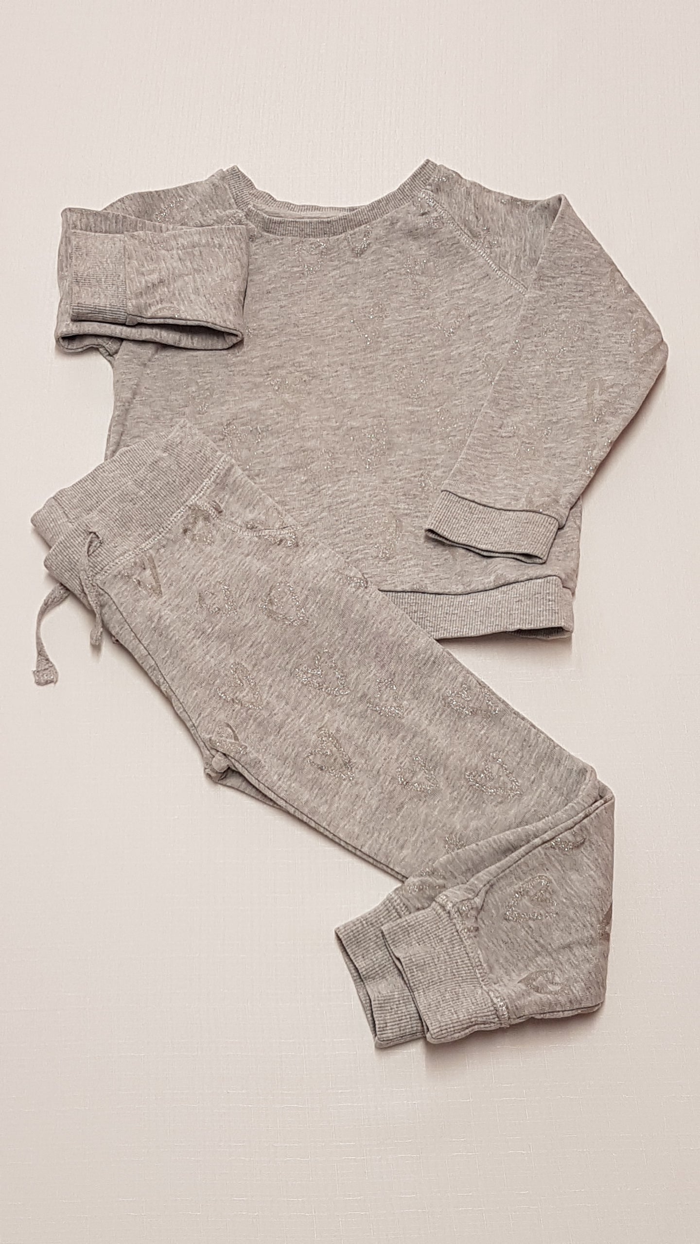 MOTHERCARE EZÜST CSILLÁMPOROS, SZÍVECSKÉS KISLÁNY SZABADIDŐ SZETT 104