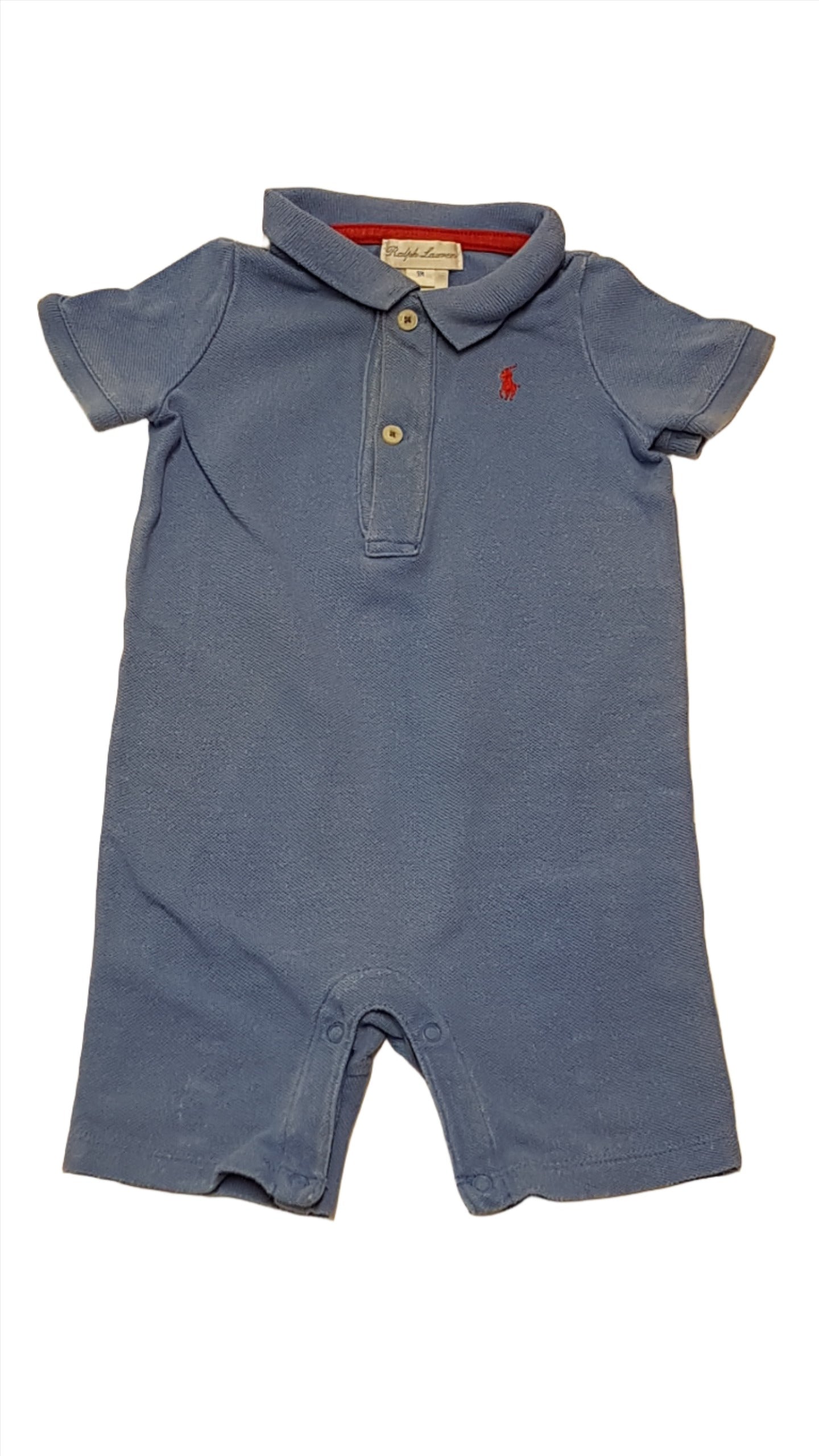 RALPH LAUREN PRÉMIUM MINŐSÉGŰ, GOMBOS, GALLÉROS KISFIÚ PLAYSUIT 74-80