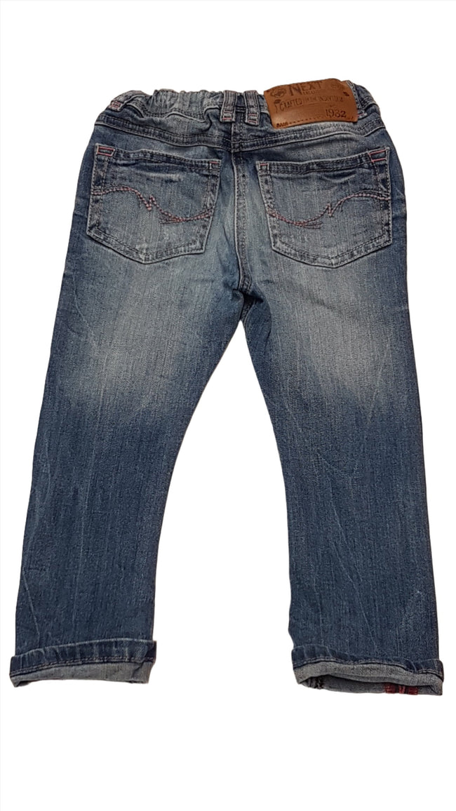 NEXT KOPTATOTT,RÓZSASZÍN CÉRNAMINTÁS,LAZA KISLÁNY FARMERNACI  ÁLLÍTHATÓ GUMIS DERÉKRÉSSZEL 98 Main Image