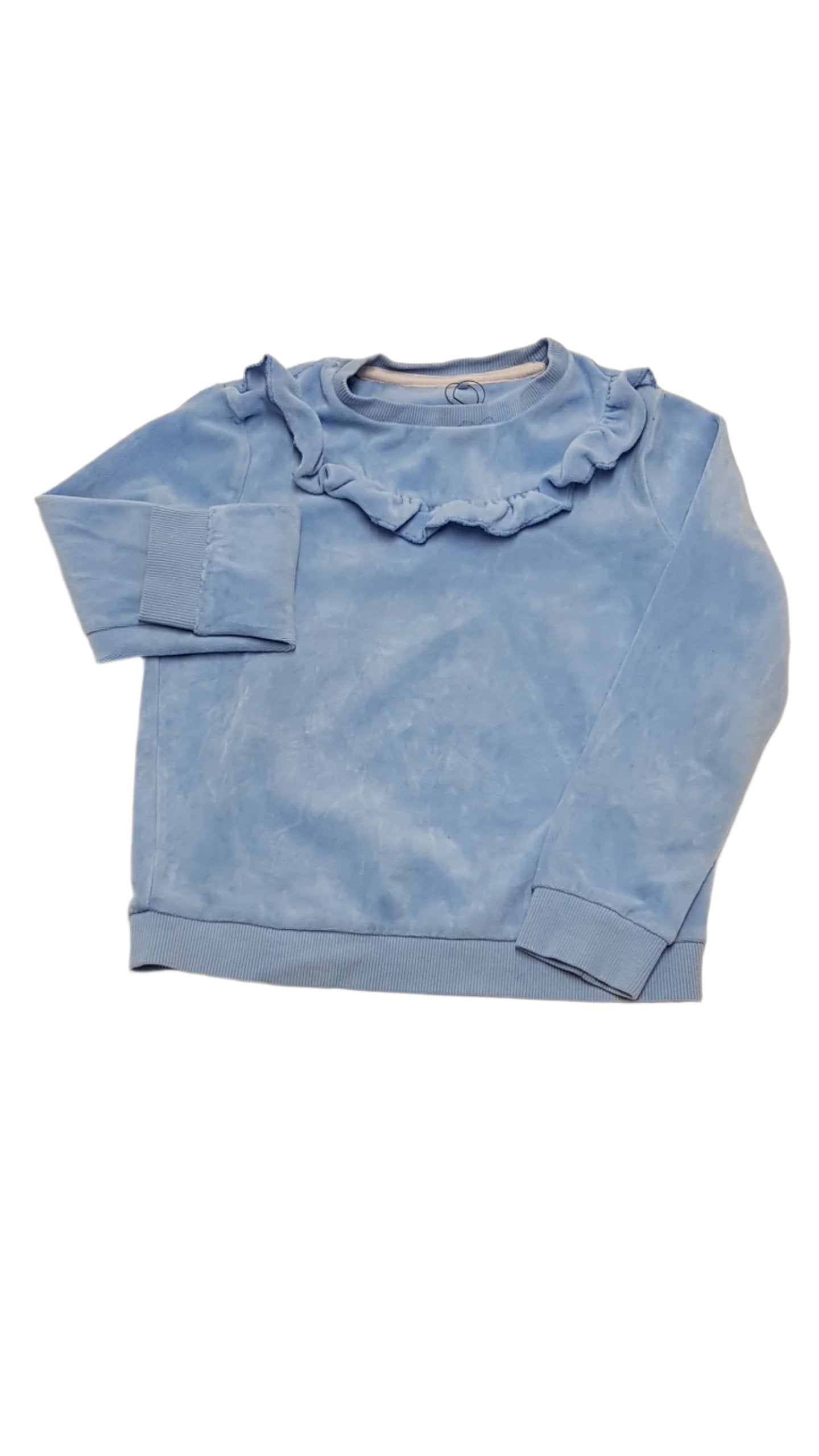 M&S KIDS VILÁGOSKÉK SZÍNŰ,MELLRÉSZNÉL FODROS KISLÁNY PULÓVER 122
