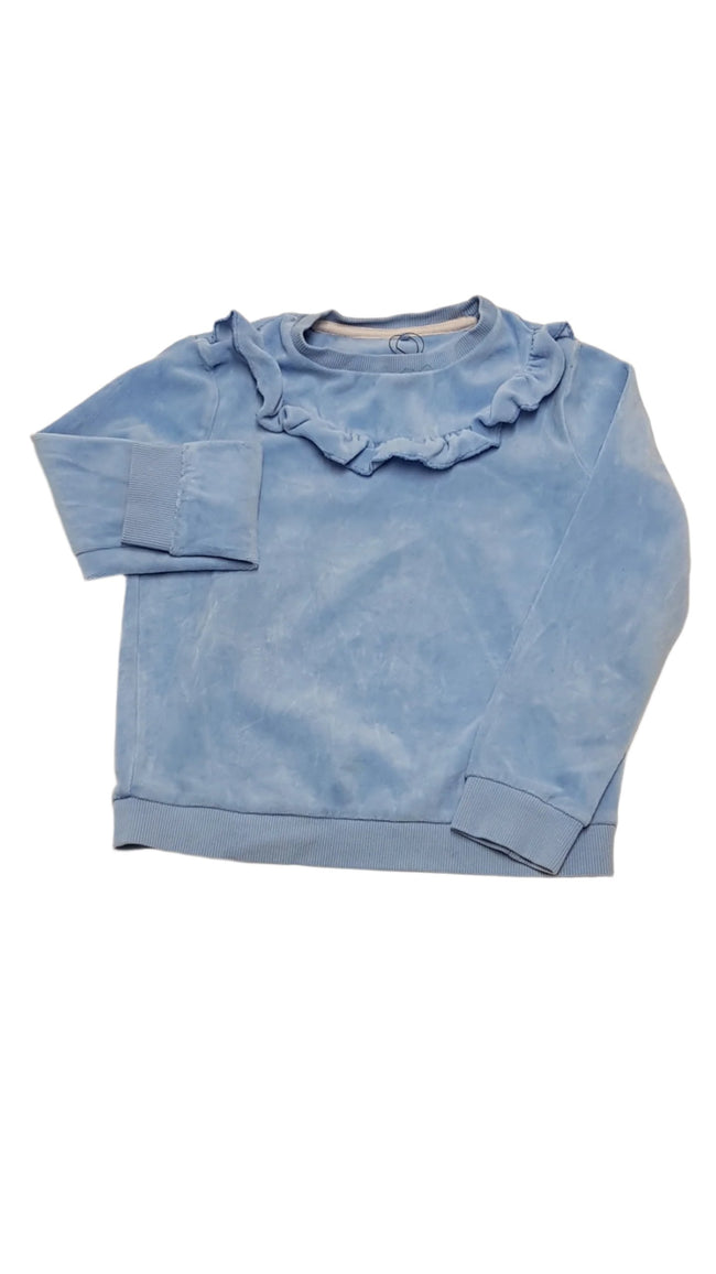 M&S KIDS VILÁGOSKÉK SZÍNŰ,MELLRÉSZNÉL FODROS KISLÁNY PULÓVER 122 Hover Image