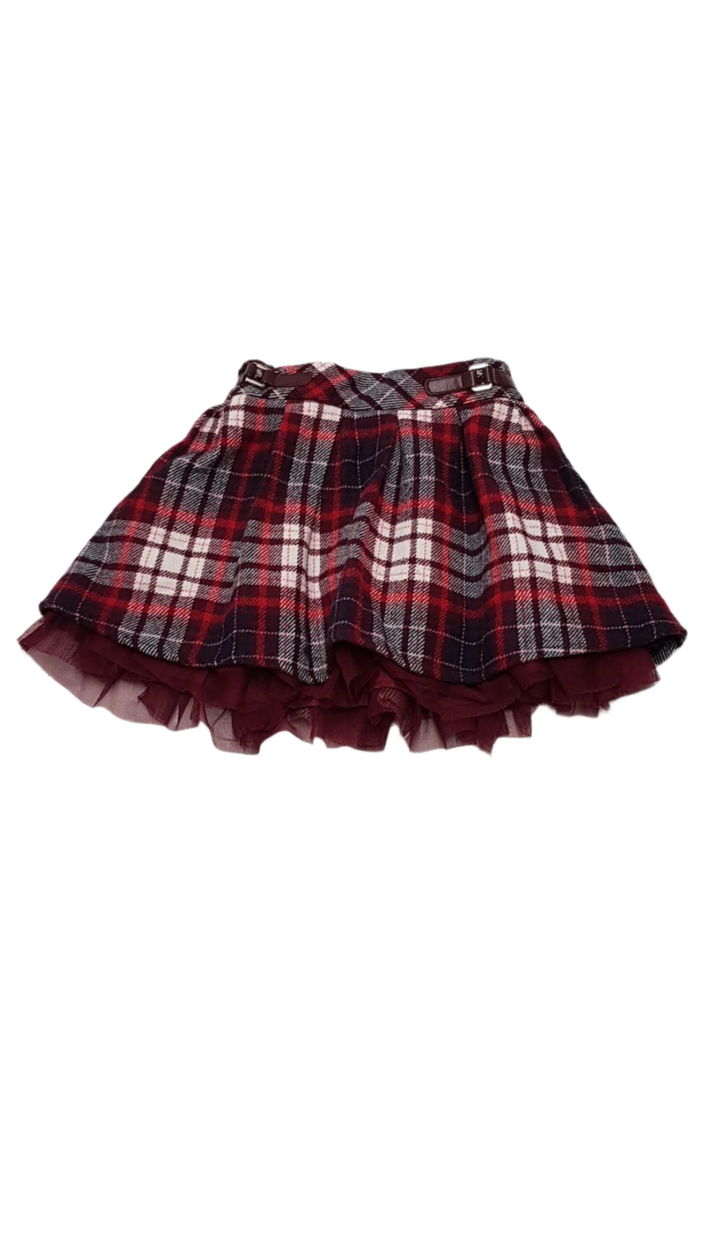 NUTMEG GYÖNYÖRŰ  SZÉP,TÜLLÖS,KOCKÁS,GUMIS DEREKÚ KISLÁNY SZOKNYA 98