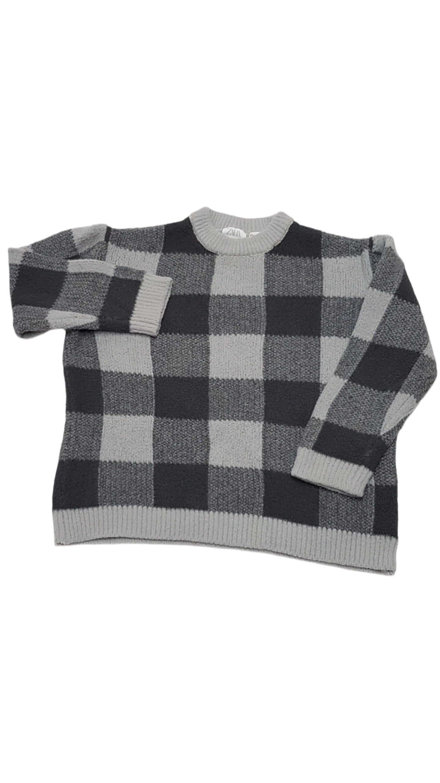ZARA SZÜRKE NAGY KOCKÁS KISFIÚ PULÓVER 110