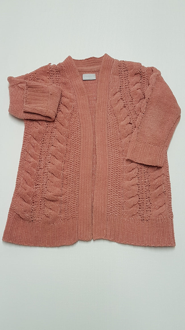 MATALAN PÚDERSZÍNŰ,ZSENÍLIA KISLÁNY DIVAT KARDIGÁN 134-140 Hover Image